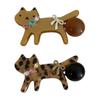 Cartoon Dachshund Acetate Hair Barrettes For Girls Teens Coffee Leopard Print Securely Hold Daily Wear Accessory