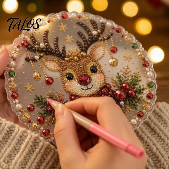 Holiday Party Crafting Accessories Christmas Faux Pearl Painting Hanging Ornament Kit, DIY 3D Beads Multi Layered Bead Art Craft, Acrylic Gem