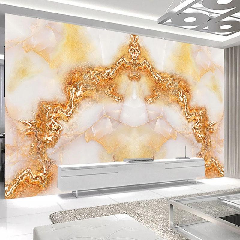 Individuelle 3D-Fototapete Europäischer Stil Goldener Jade-Marmor TV-Hintergrundwand Wandbild Malerei Wohnzimmer Schlafzimmer Papier Peint