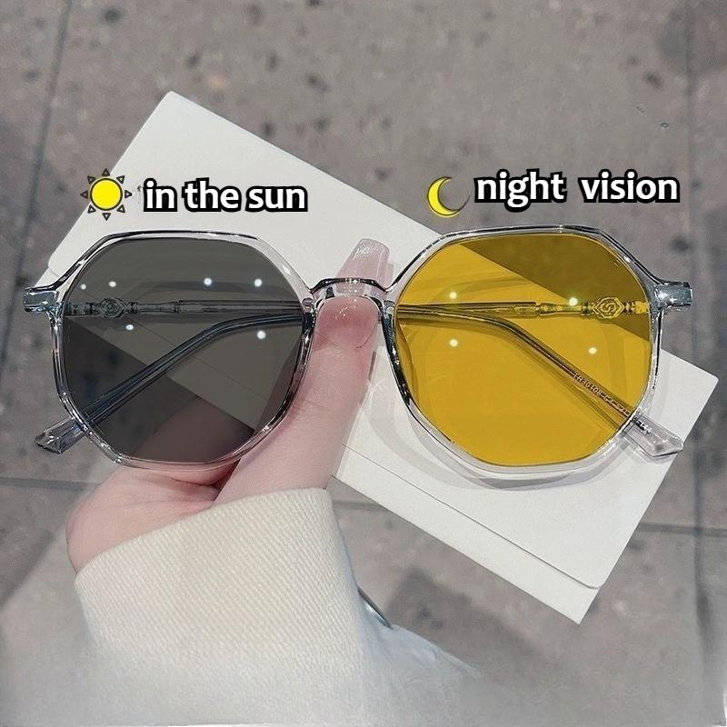 Night Vision Color Changing Day and Night Myopia Glasses Photochromic Myopia Glasses Driving-Specific UV Protection Anti-Glare Night Vision Eyewear
