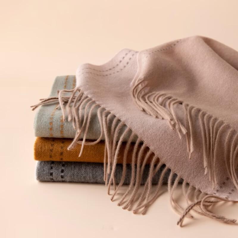 Bordered Long Tassel Wool Scarf