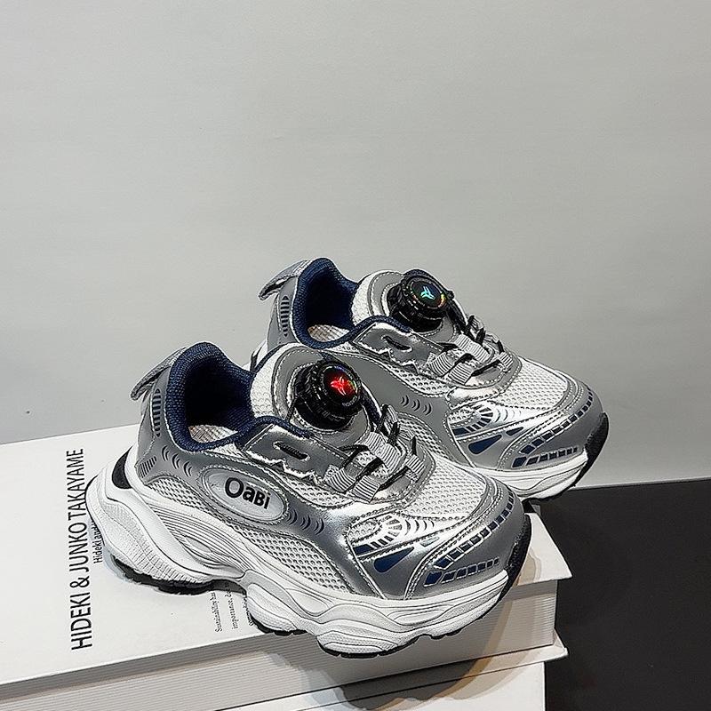 2025 spring rotating buckle classmates boys new lightweight breathable mesh sneakers girls dad shoes running