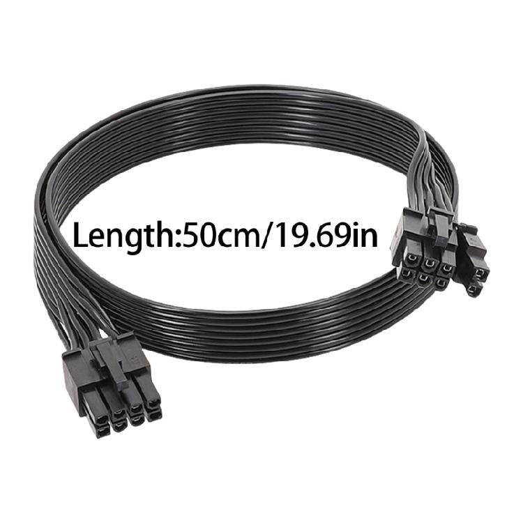 50cm PCIE GPU Stromkabel 8-Pin auf 6+2-Pin für GPU-Netzteil mit U-Klemmen