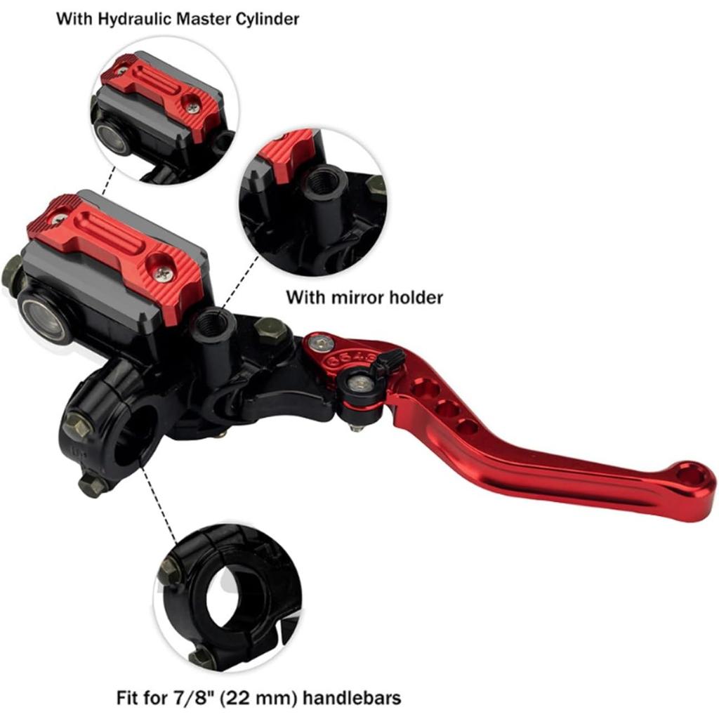 Brake Clutch Master Cylinder Reservoir Levers, Clutch Lever Kit Motorcycle Brake Lever 7/8" Universal, Handle Clutch Lever Set Upper Pum