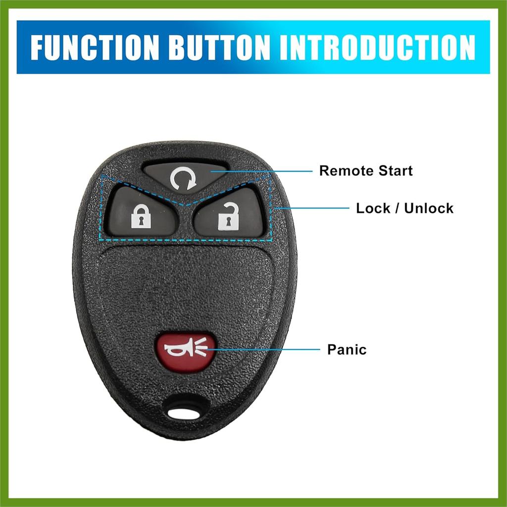 Car Replacement Key Fob Remote Control Shell Case KOBGT04A for Chevrolet HHR 2006-2011 4 Key Button Black Vehicle Components