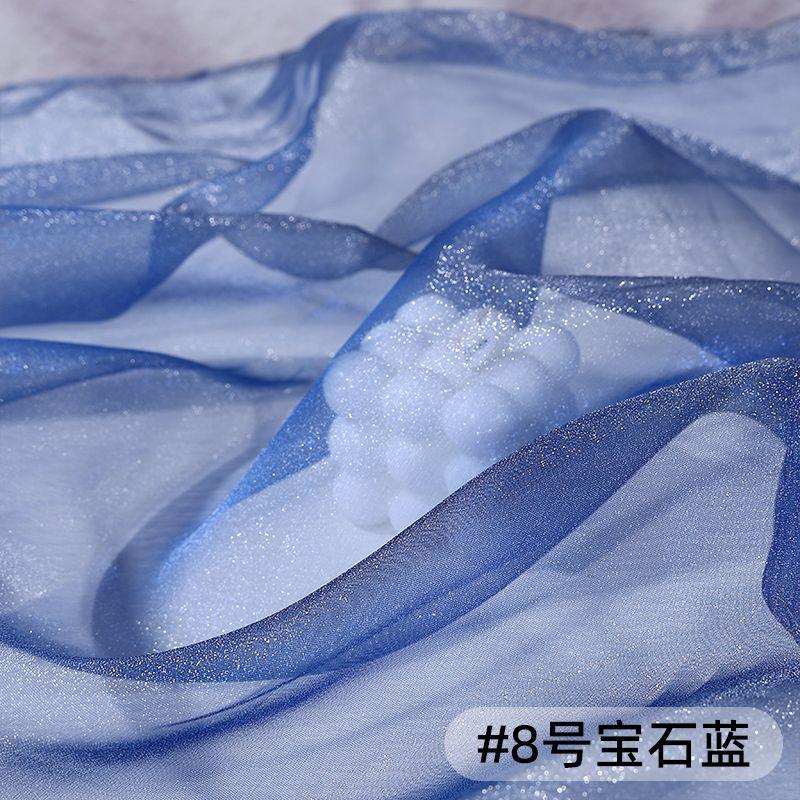 Thin Crystal Organza Fabric Per Meter for Summer Dress Stage Costume Scene Decoration Diy Sewing Soft Smooth Shiny Cloth Black