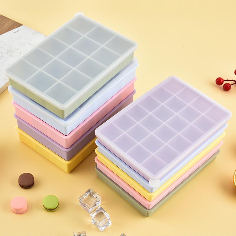 15/24 Grid Silicone I Cube Molds with Removable Lid Reusable Freezer I Trays for Cocktail Whiskey Jui Chocolate Baby Food
