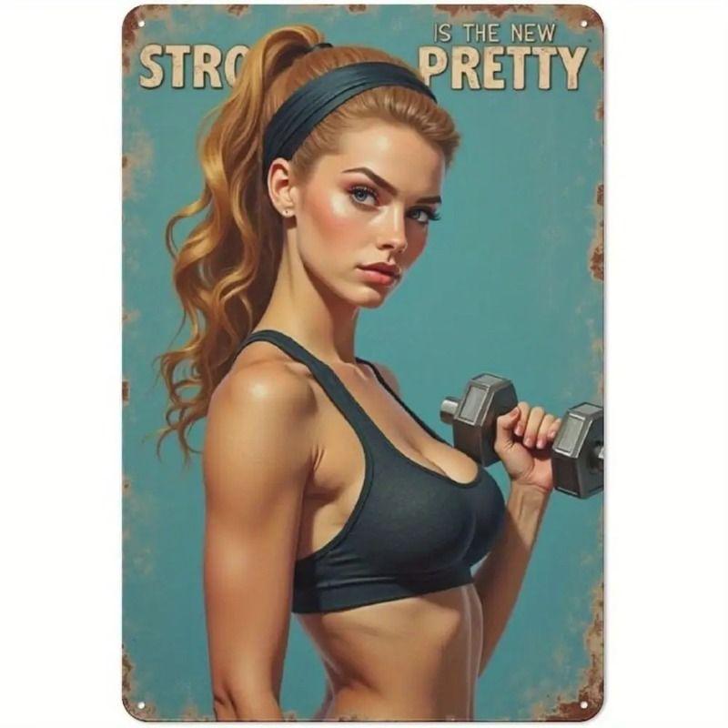 Gym Motivation Metal Tin Sign Fitness Weightlifting Dumbbell Wall Art Decor Home Gym Garage Man Cave Poster Painting