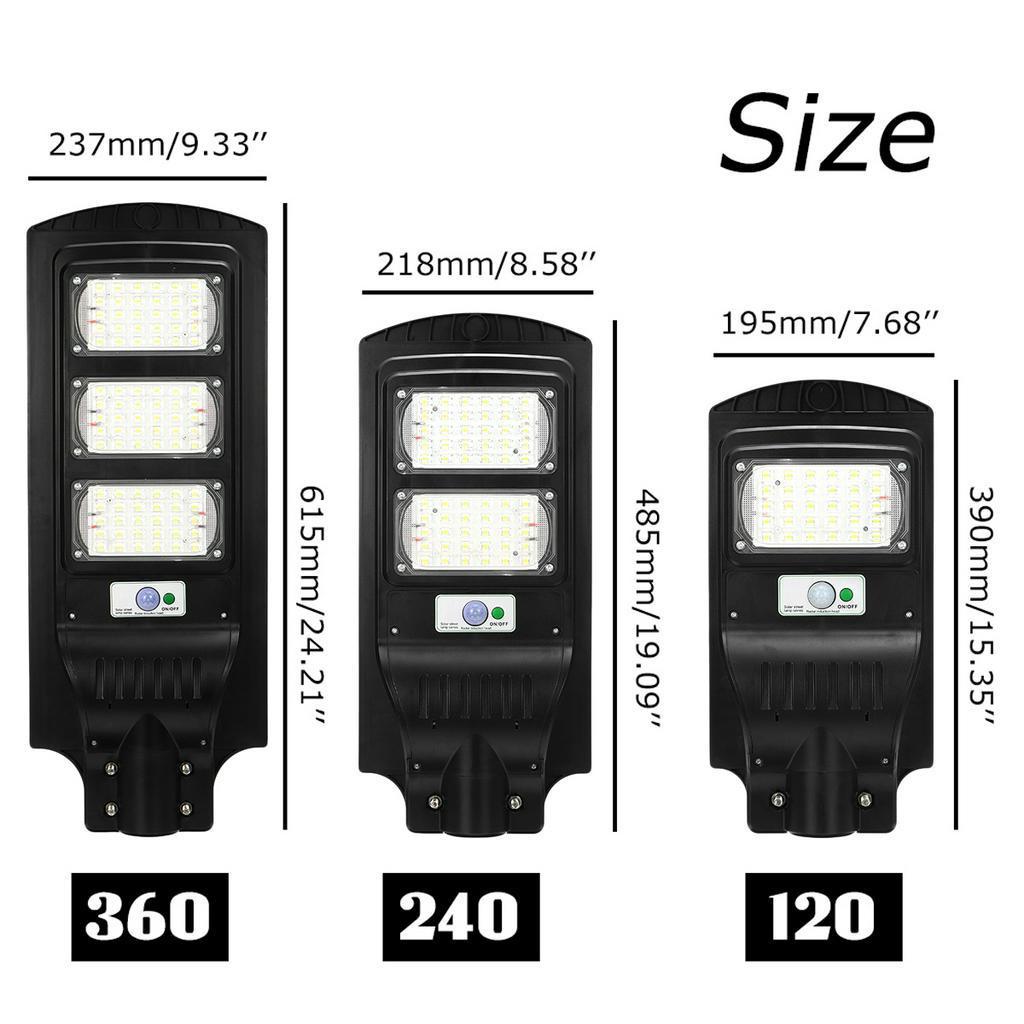 120W/240W/360W 7000K LED Solar Panel Street Light with Remote Control Radar PIR Motion Sensor Wall Area Security Lamp