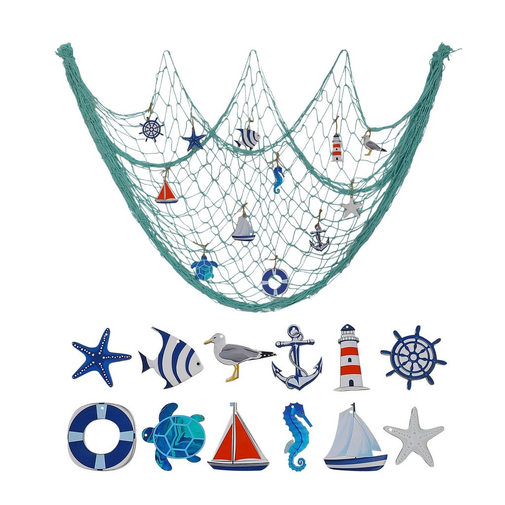 Filet de pêche décoratif épais style méditerranéen pour mur photo et décorations sur le thème de l'océan