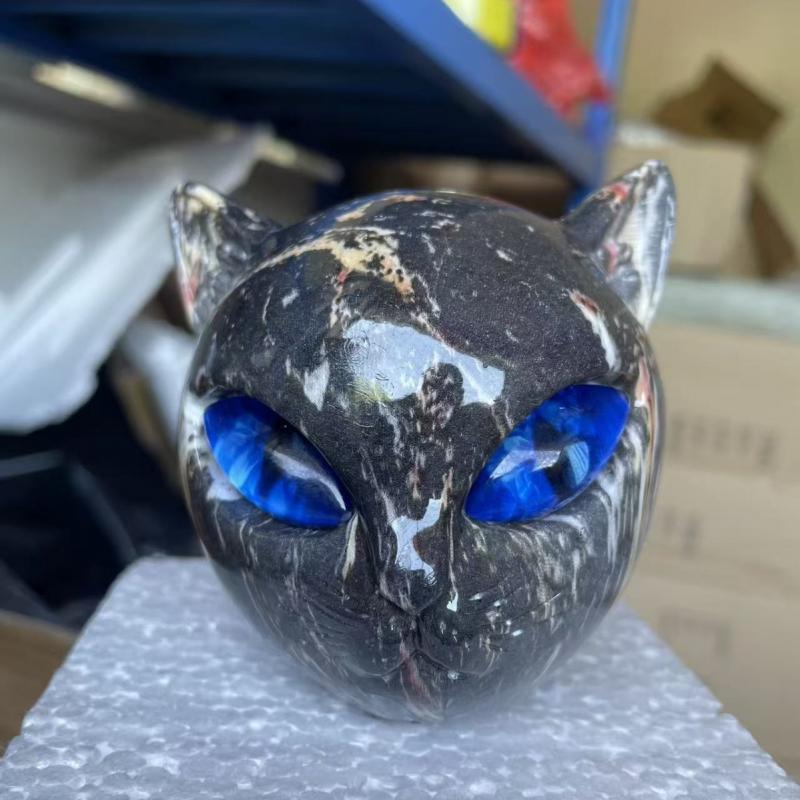 Luxury Black Cat Figurine Modern Minimalist Home Decor Synthetic Resin Craft Artwork Purple Blue Green Yellow Red Color 