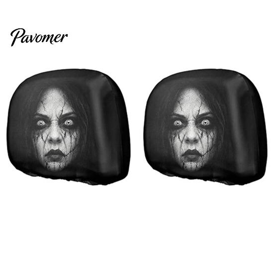 Maschere Facciali Realistiche Spaventose Copri Poggiatesta Auto Horror, Regali a Doppia Faccia per Passeggeri e Fan di Film, Protezione Sedile Illusoria, Elastico Universale
