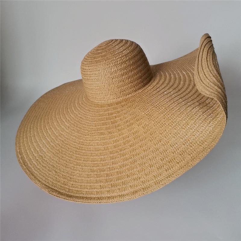 Foldable Fashionable Women Casual Woven Hat With Large Brim Holidays For