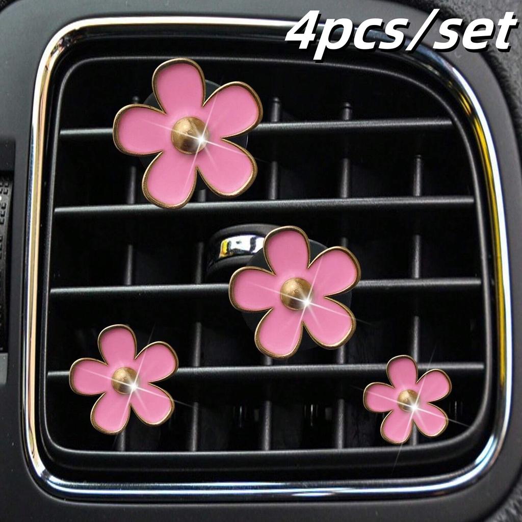 4pcs/set Car Air Freshener Perfume Clips Cute Flower Shaped Outlet Vent Clip for Car Interior Decoration Aromatherapy Supplies