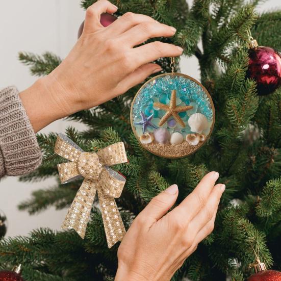 Starfish & Shell Hanging Ornament Acrylic Coastal-Themed Decor for Christmas Tree