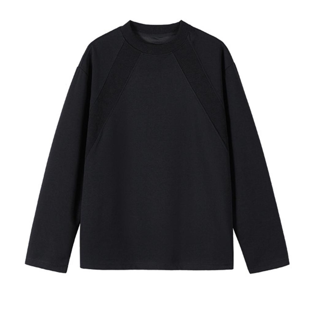 Splicing Round Neck Sweatshirt, Loose Long Sleeved T-Shirt Fashionable Top