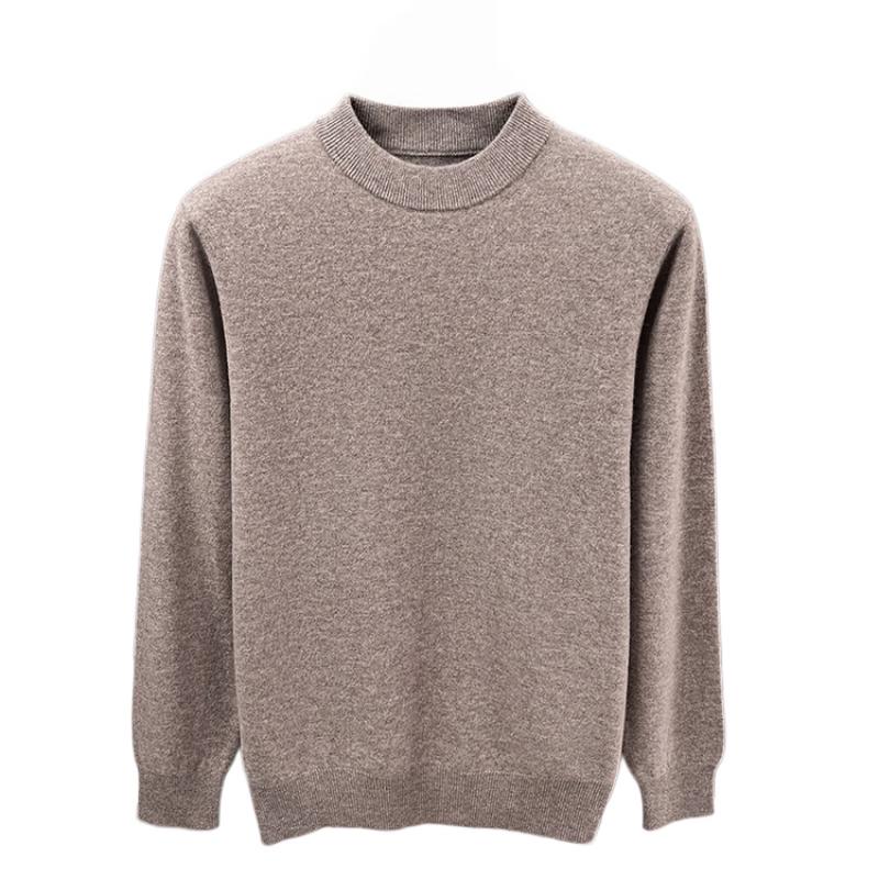 Hengyuanxiang Men's Pure Wool Round Neck Pullover Sweater