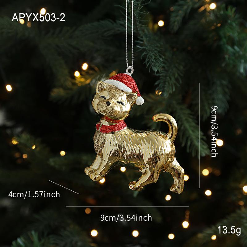 

Golden Red Glossy Plastic Ins Pendant Cartoon Hanging Pendant Christmas Tree Decoration Window Decoration Ornament