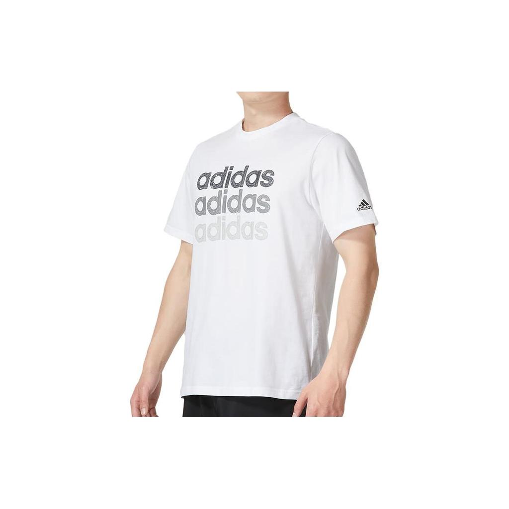 Adidas Alphabet Logo Print Crew Neck Casual Short Sleeve T-Shirt Men Tops White HS2522