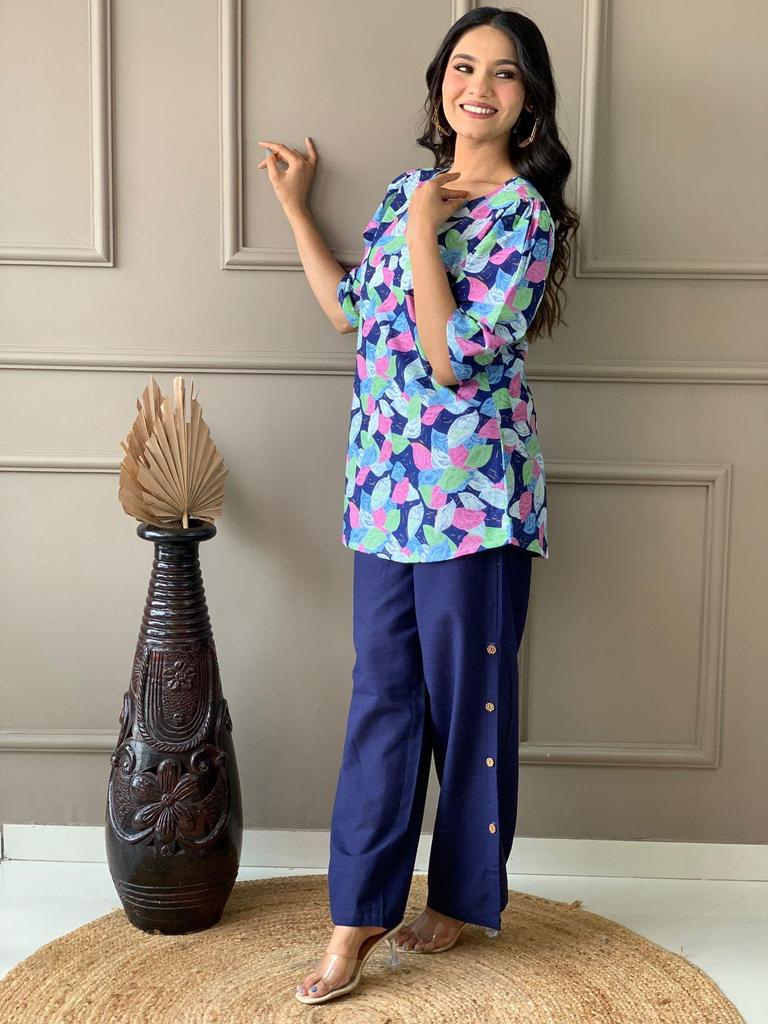 Zestaw damski z czystej bawełny, kurti, sznurek, odzież imprezowa, indyjski projektant, top, tunika, spodnie, zestaw, sukienka