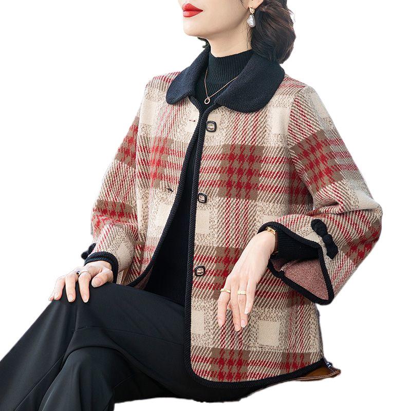 2024 Mom's Petite Plaid Wool Coat - Autumn Fashion, Versatile & Stylish