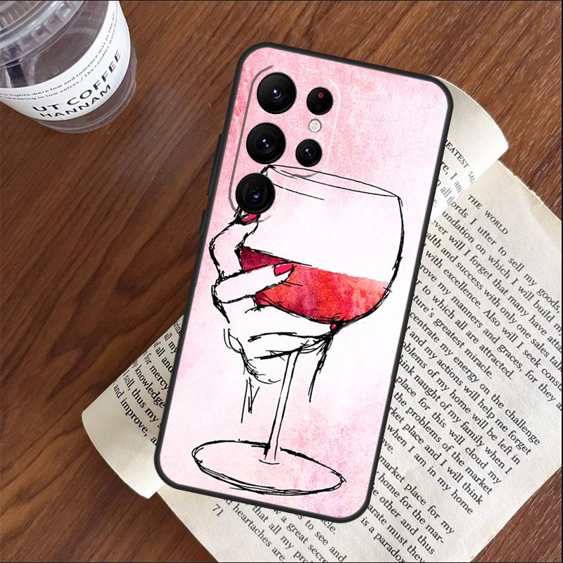 Red Wine Glass Art Phone Case For Samsung Galaxy S25 S23 S22 S21 Ultra S9 S10 S20 Plus S24 FE Funda Cover Shell