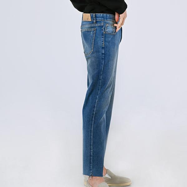 Jeans for Men Bottom Cut Denim Pants Korea Fashion