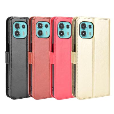 Skórzane etui z klapką i miejscem na karty oraz smyczą do Motorola Edge 20 Lite