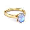 Moonstone Classic Solitaire Ring - 925 Sterling Silver Gold Vermeil