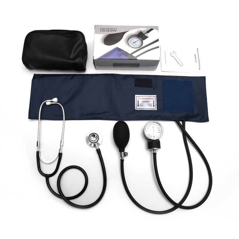 Manual Aneroid Sphygmomanometer Stethoscope Kit 1 Set Medical Grade Blood Pressure Monitor for Clinic Home Dual Use