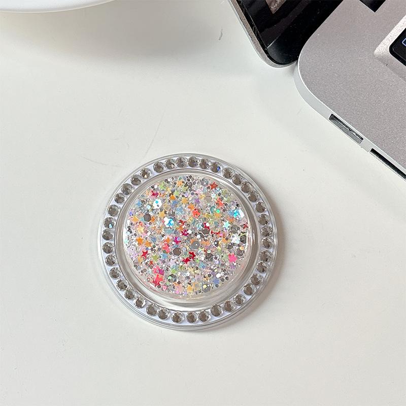 Color Sequins Glitter Round Rhinestones Mobile Phone Airbag Bracket Magnetic Paste Ring Simple Niche Desktop Watching Drama