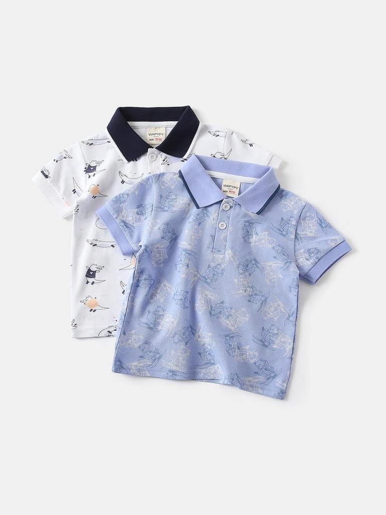 2026 Trendy Boys' Full Print Short Sleeve Polo Shirt for Summer