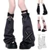 Ästhetische Mode Leder Schnalle Strumpfhalter Beinstulpen Streetwear Harajuku Stiefelüberzieher Vintage Kreuz Nähte Beinstulpen