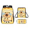 Cartoon Capybara Pattern Backpack Shoulder Bag Pencil Case Three Piece Set
