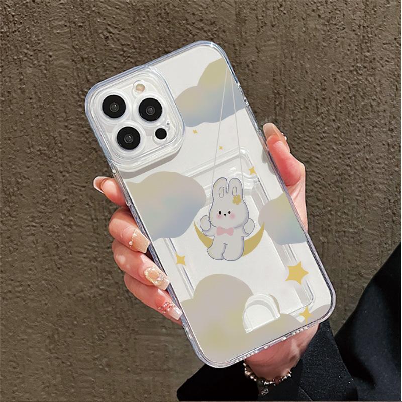 Card Slot Holder Silicone Wallet Pocket Case For Samsung S23 S24 S25 Plus iPhone 17 16 14 13 Tecno Spark 10C Infinix Note 30 Cover Clear Phone Bumper