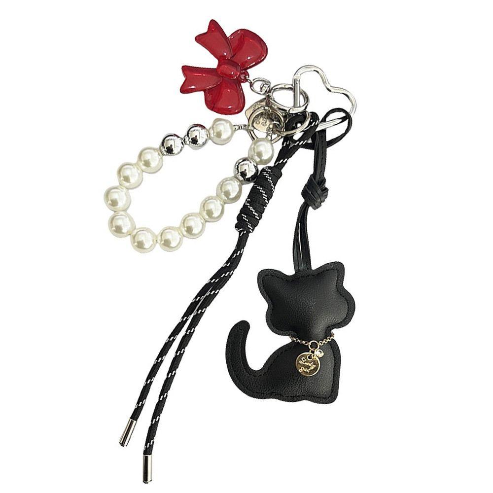 Bowknot Cartoon Cat Pendant Cute Key Ring Fashion Bag Hanging Accessory  Couple