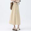Women Cargo Pants Elastic High Waist Wide-Leg Skirt Pants with Pockets Solid Color Summer Thin Leisure Trousers