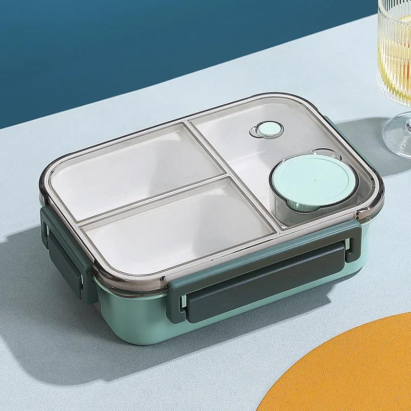 850ml Lunch Box Plastic Portable Microwavable Bento Box with Sauce Box Office School Travel Leakproof Food Storage Container