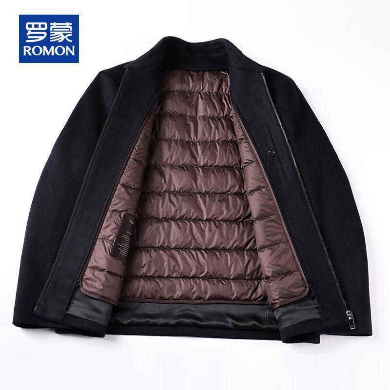 ROMON Herren Luxus Kaschmir-Mischung Abnehmbar Daunen gefüttert Wolljacke