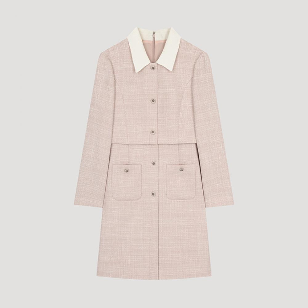 

She S miSS Tweed Color Matching dreSS Swwopo11020 Pb pink beige/77