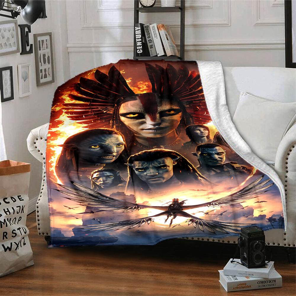 1Pc Alien Creatures Fiery Sky Flannel Blanket, Soft And Comfortable, Casual Warm, Camping Travel, Christmas, Halloween Xmas Gift. G148