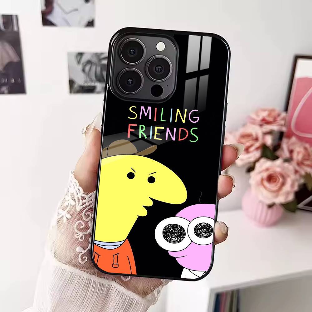 Cartoon S-Smiling friends Phone Case For iPhone 17 16 15 14 13 12  Pro Max Plus for Magsafe Mirror Wireless Magnetic Cover