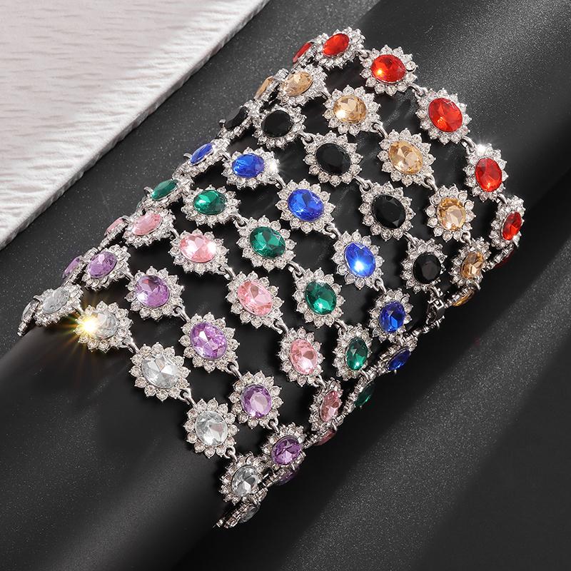 Fashionable and Exquisite Shiny Zircon Sunflower Bracelet Women's Trendy Dinner Party Jewelry Girls Gift