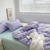 Princess Style Simple Solid Color Bed Four-piece Nude Sleeping Washed Cotton Student Dormitory Quilt Cover Sheet Set