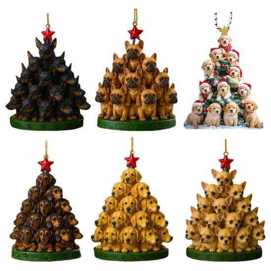 Christmas Acrylic Dog Hanging Decoration Holiday Party Winter Xmas Tree 2D Flat Acrylic Puppy