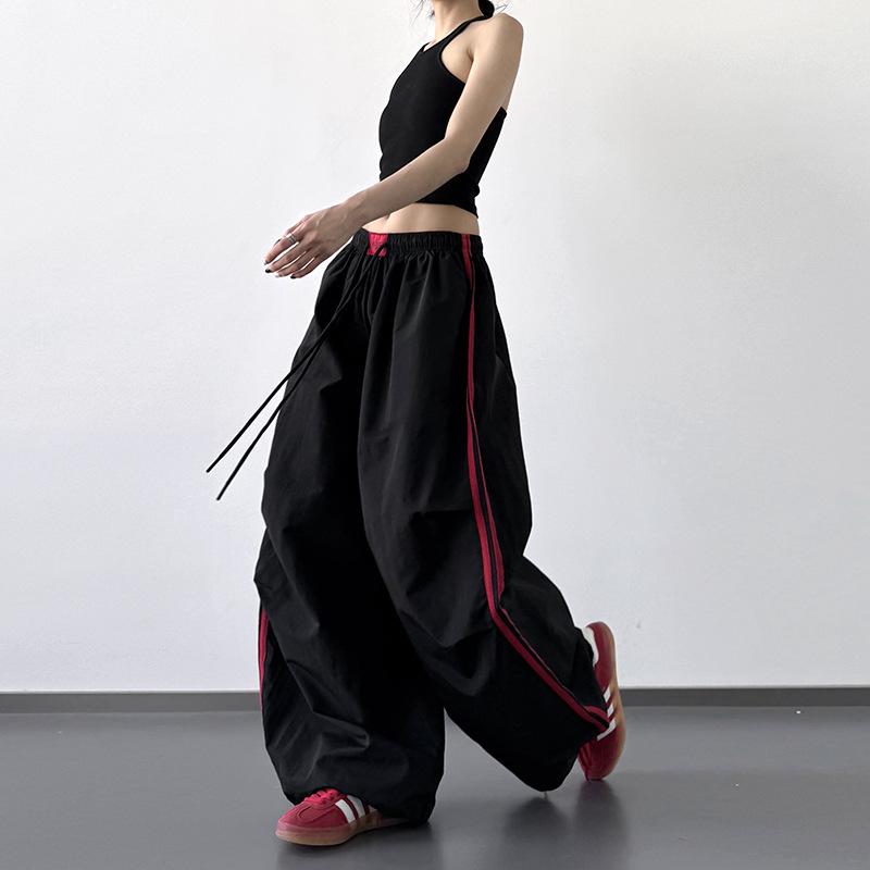

Women s 2025 Summer Quick-Dry Cooling Paratrooper Pants: Retro Color Block Wide-Leg Stripes L