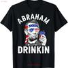 4th of July Abraham Drinking Merica Abe Lincoln Beer Lover T Shirt Vintage Washed Stretched Designer Clothes Graphic Fashion