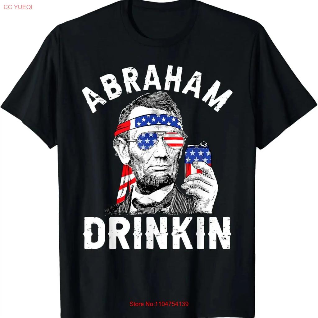 4th of July Abraham Drinking Merica Abe Lincoln Beer Lover T Shirt vintage Washed Stretched designer clothes graphic fashion