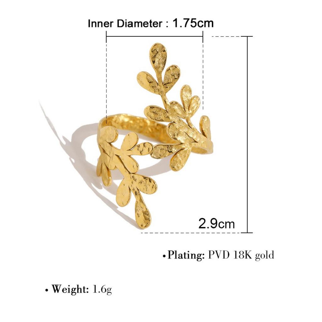 1 Stück Stylischer Ring 18K Vergoldet Mehrfarbig 304 Edelstahl & Zirkonia Offene Ringe Blumenblätter Für Damen Geschenk