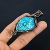 Tibetan Turquoise Pendant, 999 Copper Wire Wrapped Gemstone Jewelry, Handmade Pendant, For Thanksgiving